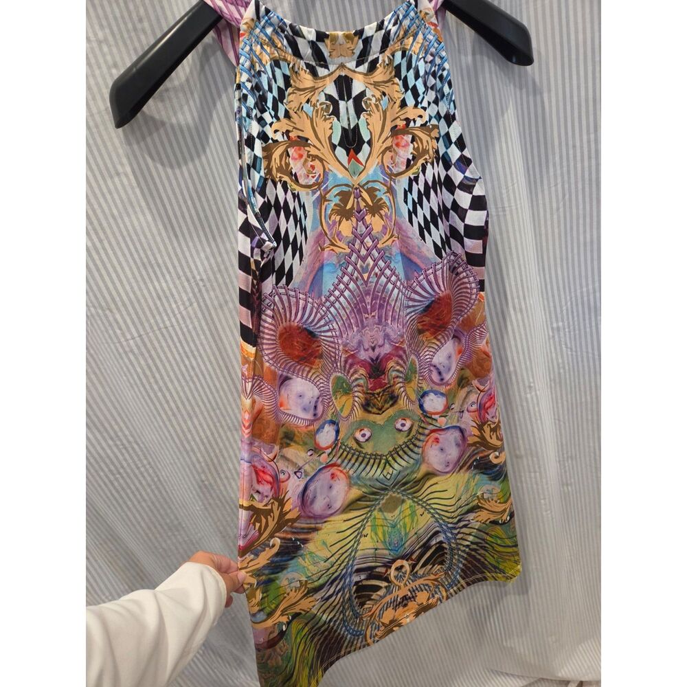 Isle by Melis Kozan Kaleidoscope Graphic Print Sleeveless Halter Dress Boho Sm - Picture 2 of 6
